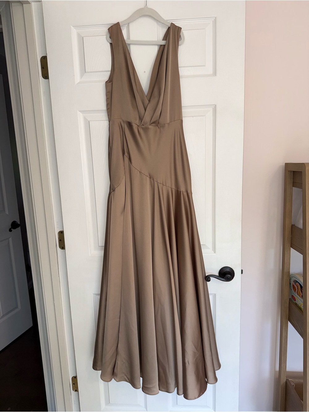 Fame and Partners Taupe V-Neck Maxi Dress